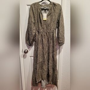 a new day, Leapord Print Long Sleeve Dress